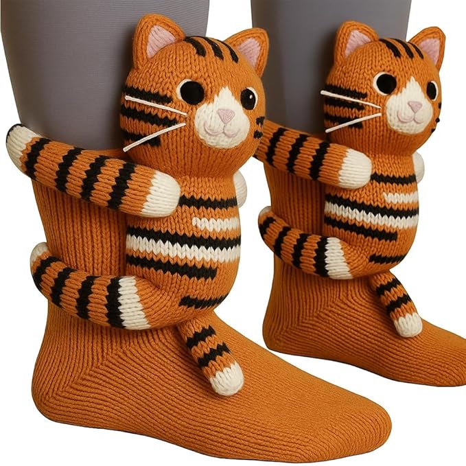 Animal Socks, Cute Plush Animals Hug Sock for Women, Long Stocking Sock for Christmas Gifts, Cozy Fall & Winter