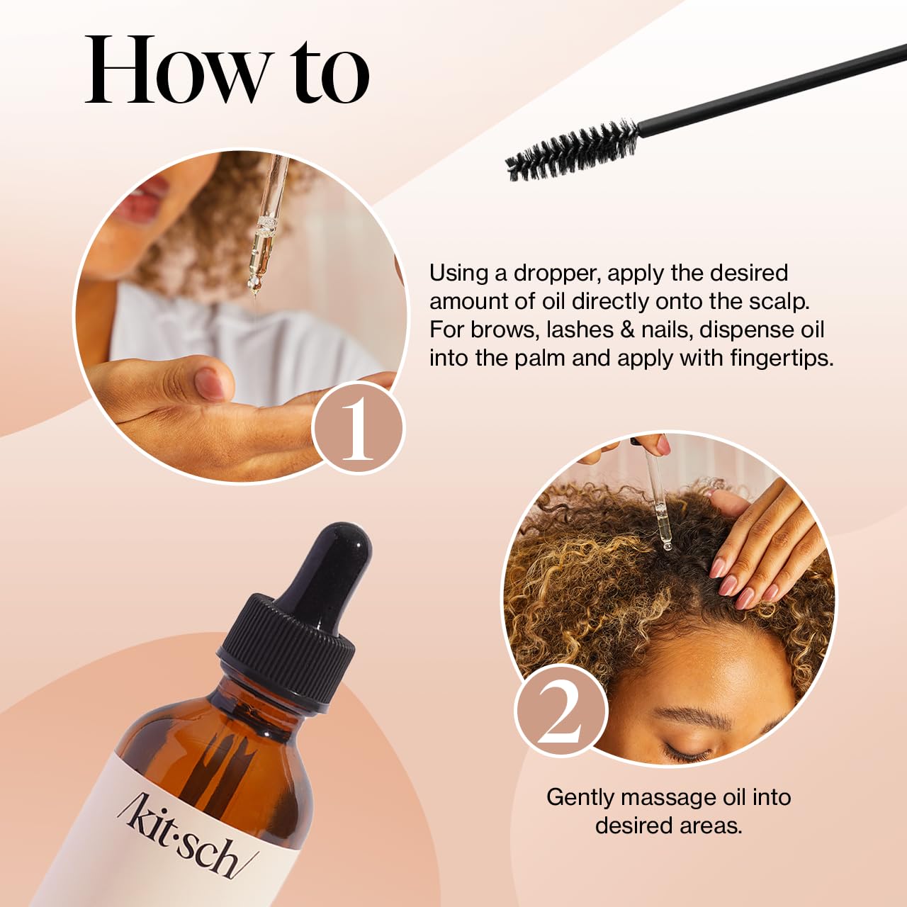 Kitsch Organic Castor Oil for Hair Growth - 100% Pure Castor Oil, Organic Cold Pressed Unrefined Glass Bottle for Face, Skin, Lashes, Brows, Scalp, Nails & Belly Button - Hexane Free, USDA - 2 oz