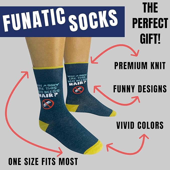 FUNATIC Funny and Crazy Socks with Sayings - Novelty Gifts for Men, Women, Teens
