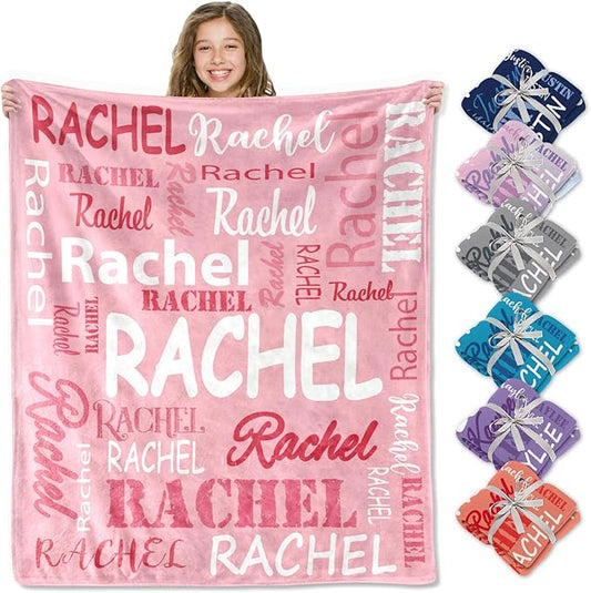 Ships Next Day, Personalized Blankets and Throws Custom Blanket with Name Customized Flannel Blanket for Kids Christmas Blanket Gifts for Teen Girls Boys