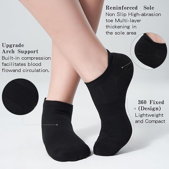 Ankle Socks Women's and Mens - 6/10 Pairs Low Cut Tab & No Show Athletics Running Socks