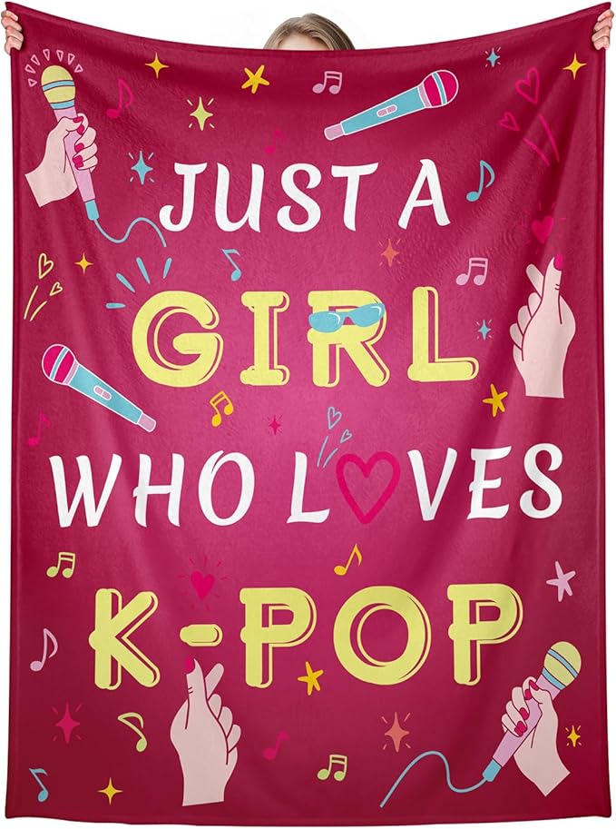 Kpop Merch Korean Gifts for Women, K Drama Throw Blanket 40x30in for Teen Girls, Pink