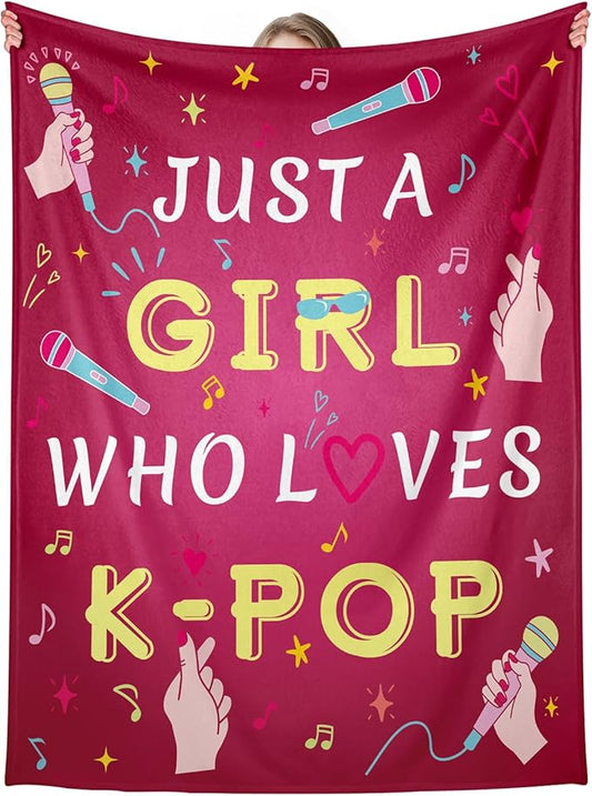 Kpop Merch K Drama Gifts, Korean Stuff, K Pop Gifts Teen Girl & Women, Throw Blanket 80x60in, Christmas Blanket, Pink