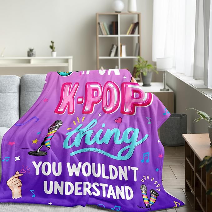 TI-EDC Kpop Merch K Drama Gifts, K Pop Merchandise, Korean Drama Things, K-Pop Gift Teen Girl & Women, Throw Blanket 80x60in, Pinkish Purple Gradient