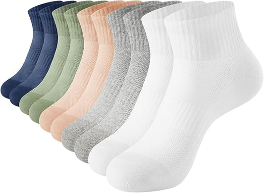 J-BOX Ankle Socks for Women Cotton Breathable Mesh Socks Athletic Running Casual Socks (8/10 pairs)