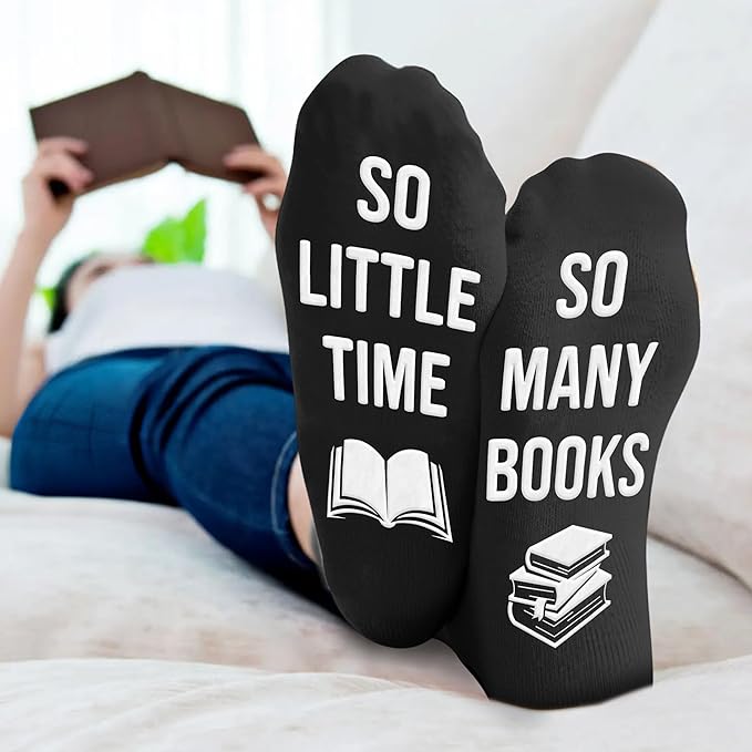 VICRAZY Book Lovers Gifts - Funny Socks for Book Lovers - Gift for Readers - Reading Stuff, Stocking Stuffers for Men, Women
