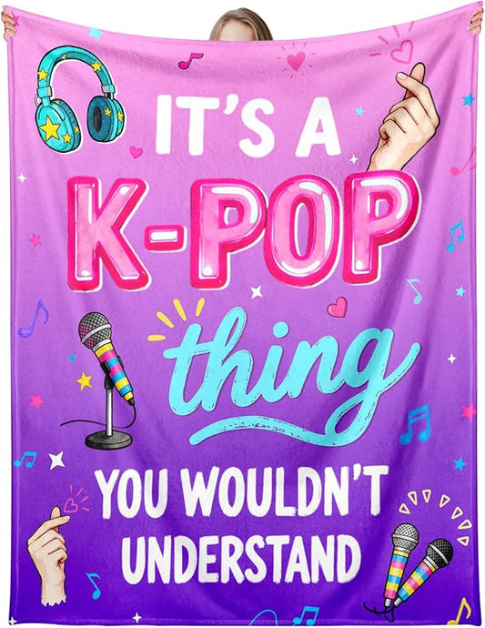 TI-EDC Kpop Merch K Drama Gifts, K Pop Merchandise, Korean Drama Things, K-Pop Gift Teen Girl & Women, Throw Blanket 80x60in, Pinkish Purple Gradient