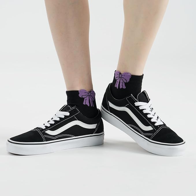 kikiya socks Women Ankle | 4-6 Pairs Heart Design Cute Animal Graphic Novelty Fruit Print Ladies Girls Cotton Socks | US 6-8