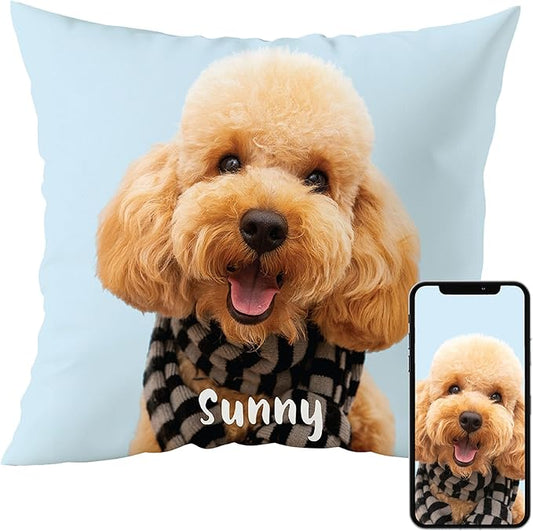 Fabric Textile Products Custom Pillow - USA Made - Personalized Pillows with Pictures or Text - Throw Pillow - Personalized Gift - Grandparent & Couples Gifts - Pet Pillow - Kids Pillows (16"x16")