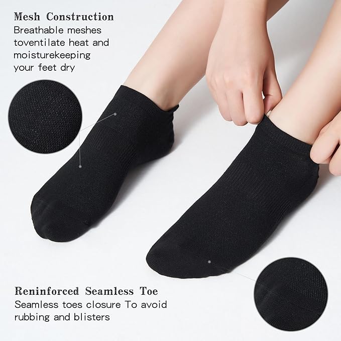 Ankle Socks Women's and Mens - 6/10 Pairs Low Cut Tab & No Show Athletics Running Socks