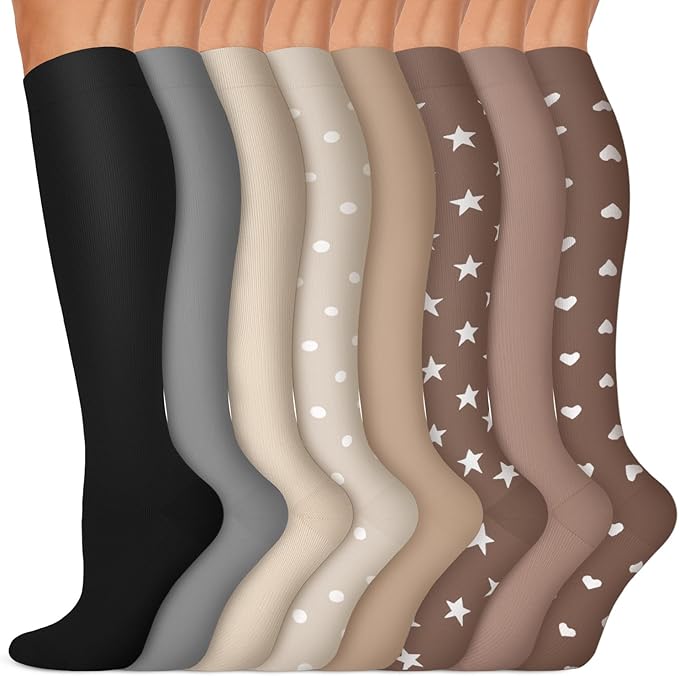 Copper Compression Socks 15-20 mmHg for Men & Women 8 Pairs – Circulation Support for Nurses, Travel, Running, Hiking, Soccer