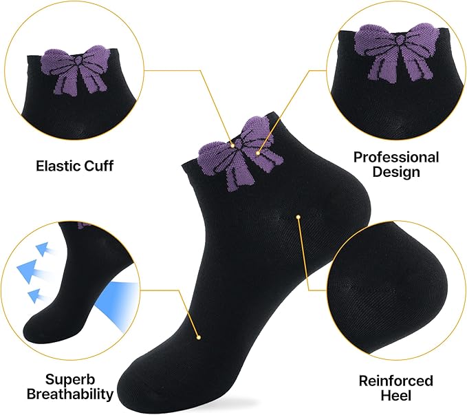 kikiya socks Women Ankle | 4-6 Pairs Heart Design Cute Animal Graphic Novelty Fruit Print Ladies Girls Cotton Socks | US 6-8