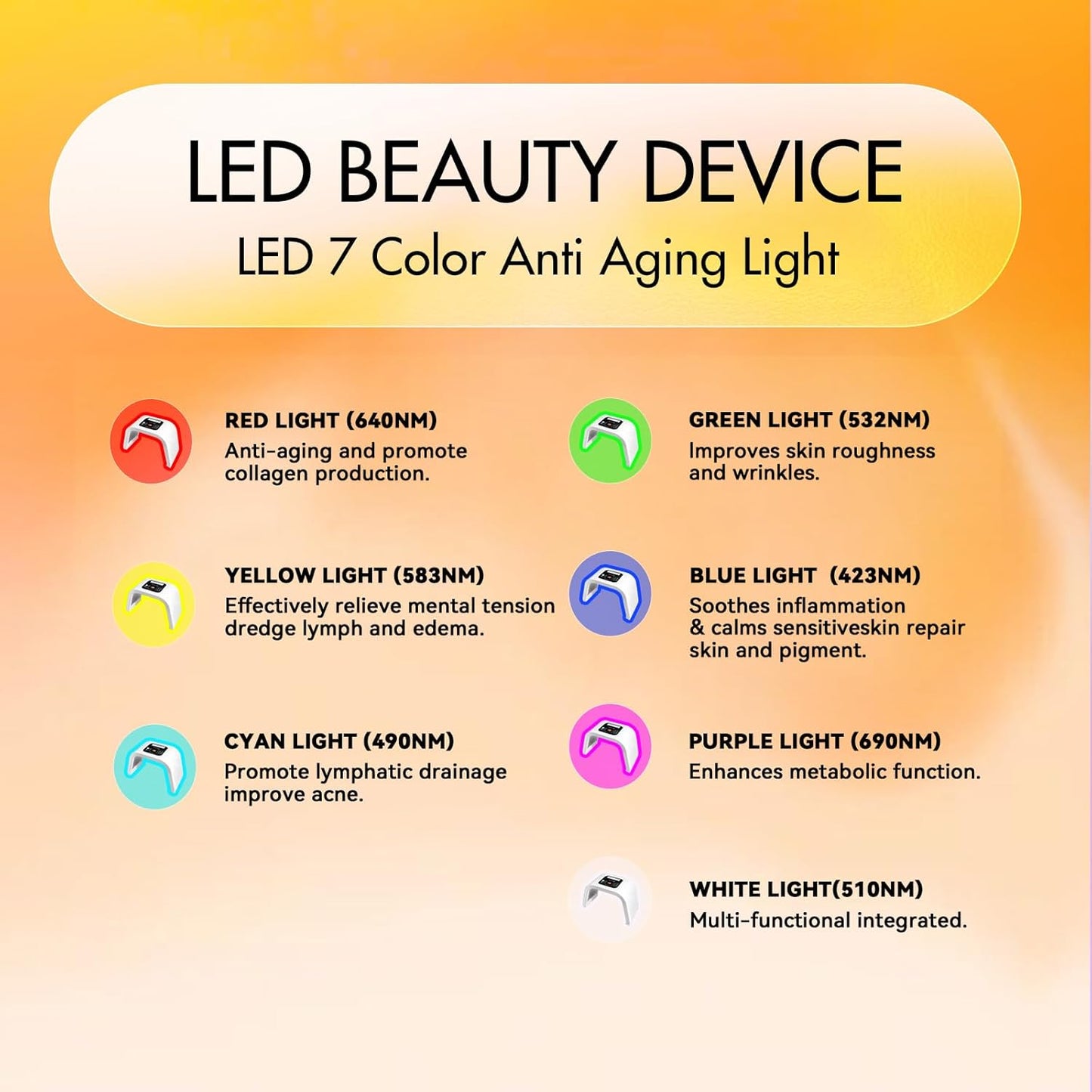 LED Facial Mask Red Light Therapy Equipment FSA HSA Eligible Beauty Skin Care Expert Led-Face-Tool 7 in 1 Beauty Equipment for Acne Reduction Skin Rejuvenation Anti-Aging Wrinkle