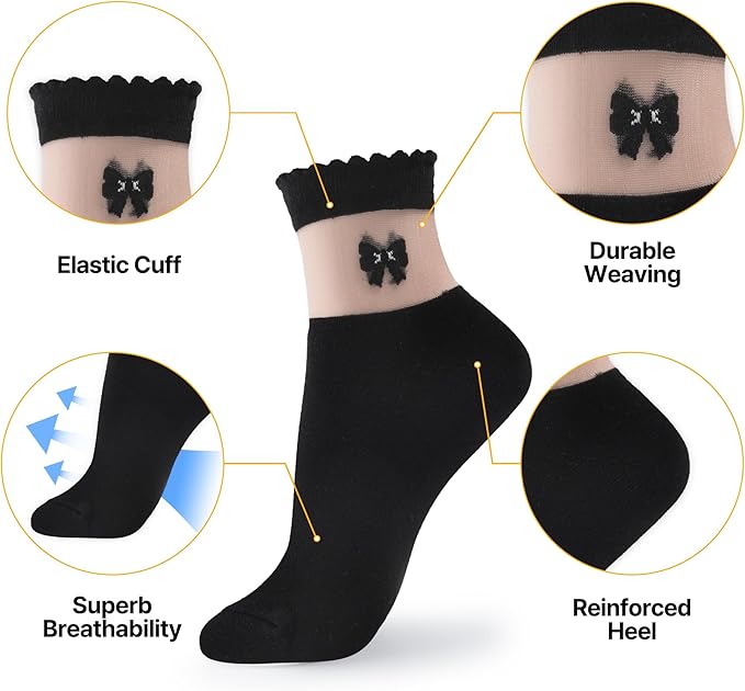 kikiya socks Women Ankle | 4-6 Pairs Heart Design Cute Animal Graphic Novelty Fruit Print Ladies Girls Cotton Socks | US 6-8