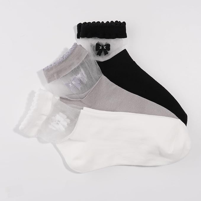 kikiya socks Women Ankle | 4-6 Pairs Heart Design Cute Animal Graphic Novelty Fruit Print Ladies Girls Cotton Socks | US 6-8