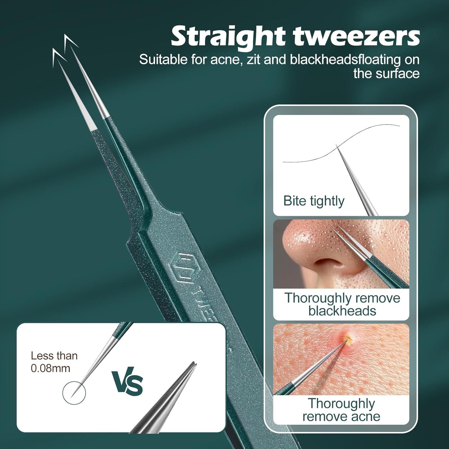 WSYUB Blackhead Tweezers,Upgrade Professional Facial Blackhead Remover Tweezers, Extraction Tools for Estheticians,Ingrown Hairs Tweezers