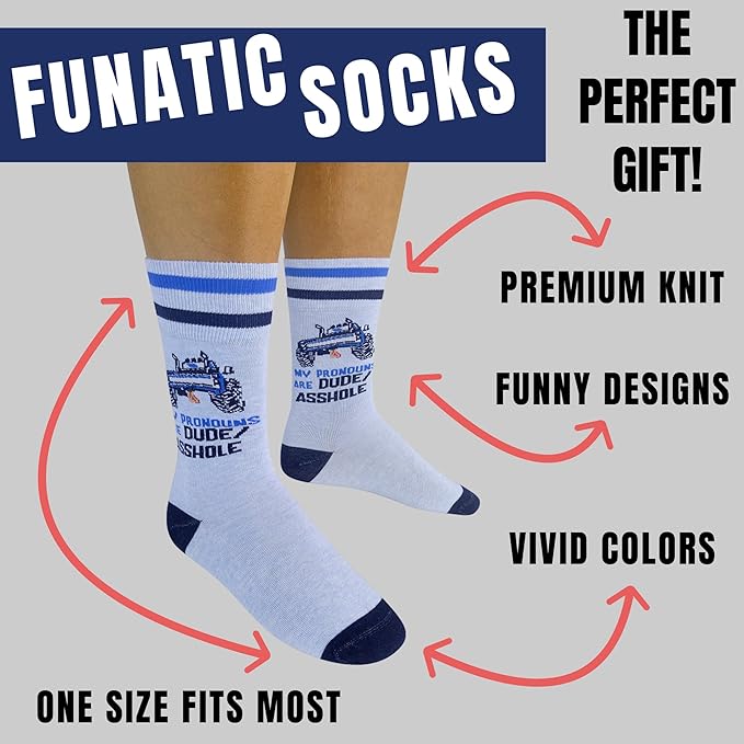 FUNATIC Socks with Funny Sayings - Novelty Gifts for Men, Women, Teens - Sarcastic, Profane, Rude