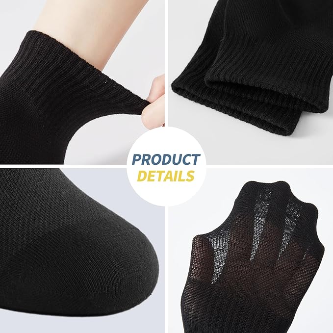 J-BOX Ankle Socks for Women Cotton Breathable Mesh Socks Athletic Running Casual Socks (8/10 pairs)