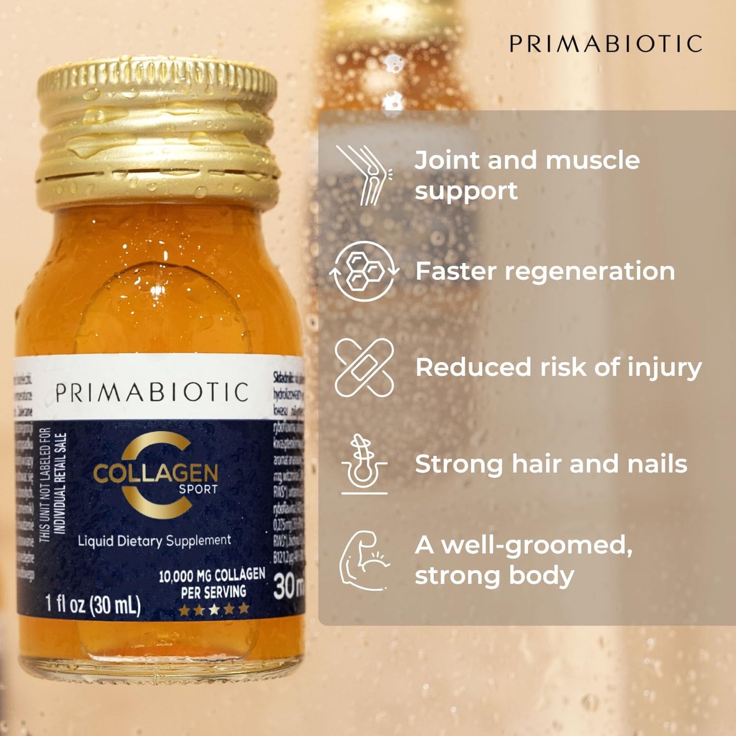 Liquid Collagen Sport- High Collagen Content [10,000 Mg] Per Serving - Hydrolyzed Collagen Drink and 12 Vitamins Orthosilicic Acid | Helps Bone Health, Hair, Nails | (30 Bottles x 30 ML)