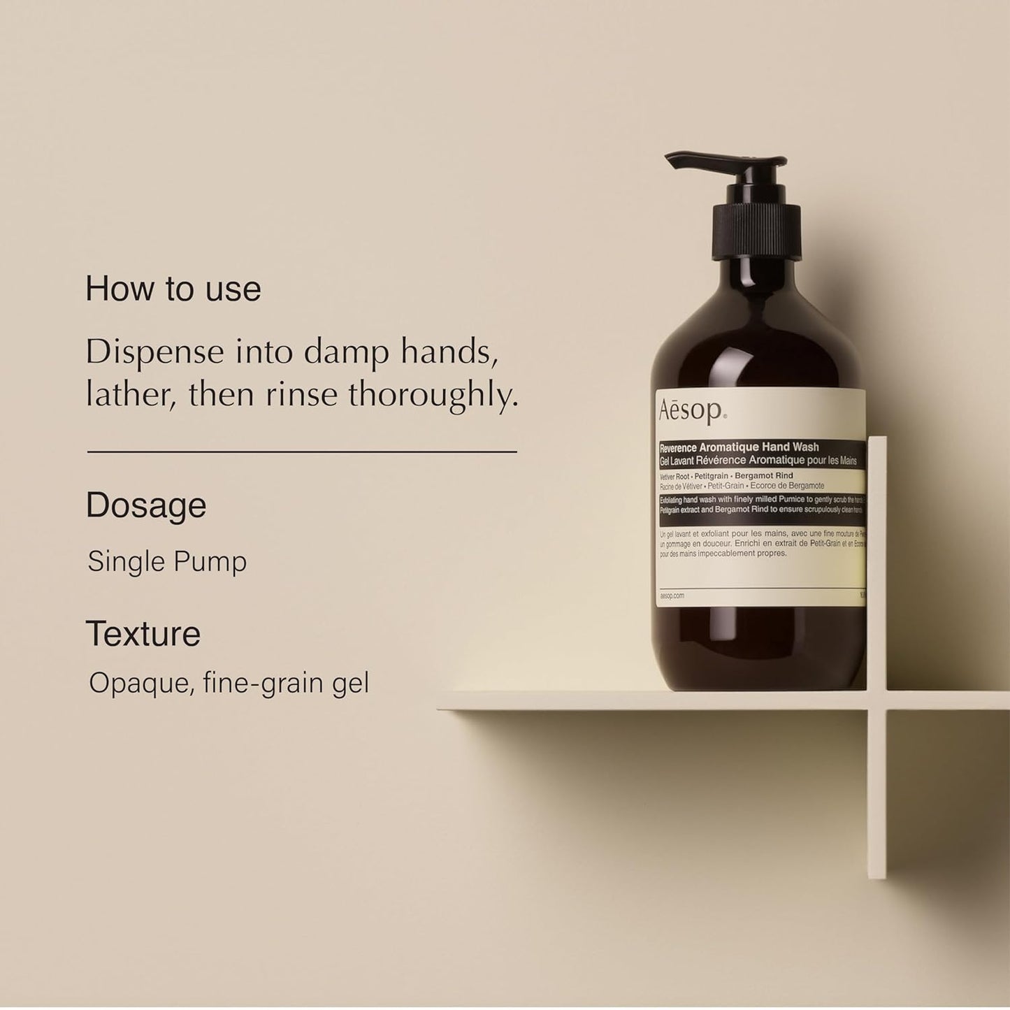 Aesop Reverence Aromatique Hand Wash | Gentle Exfoliating Hand Wash with Finely Milled Pumice | 500mL / 16.9 oz
