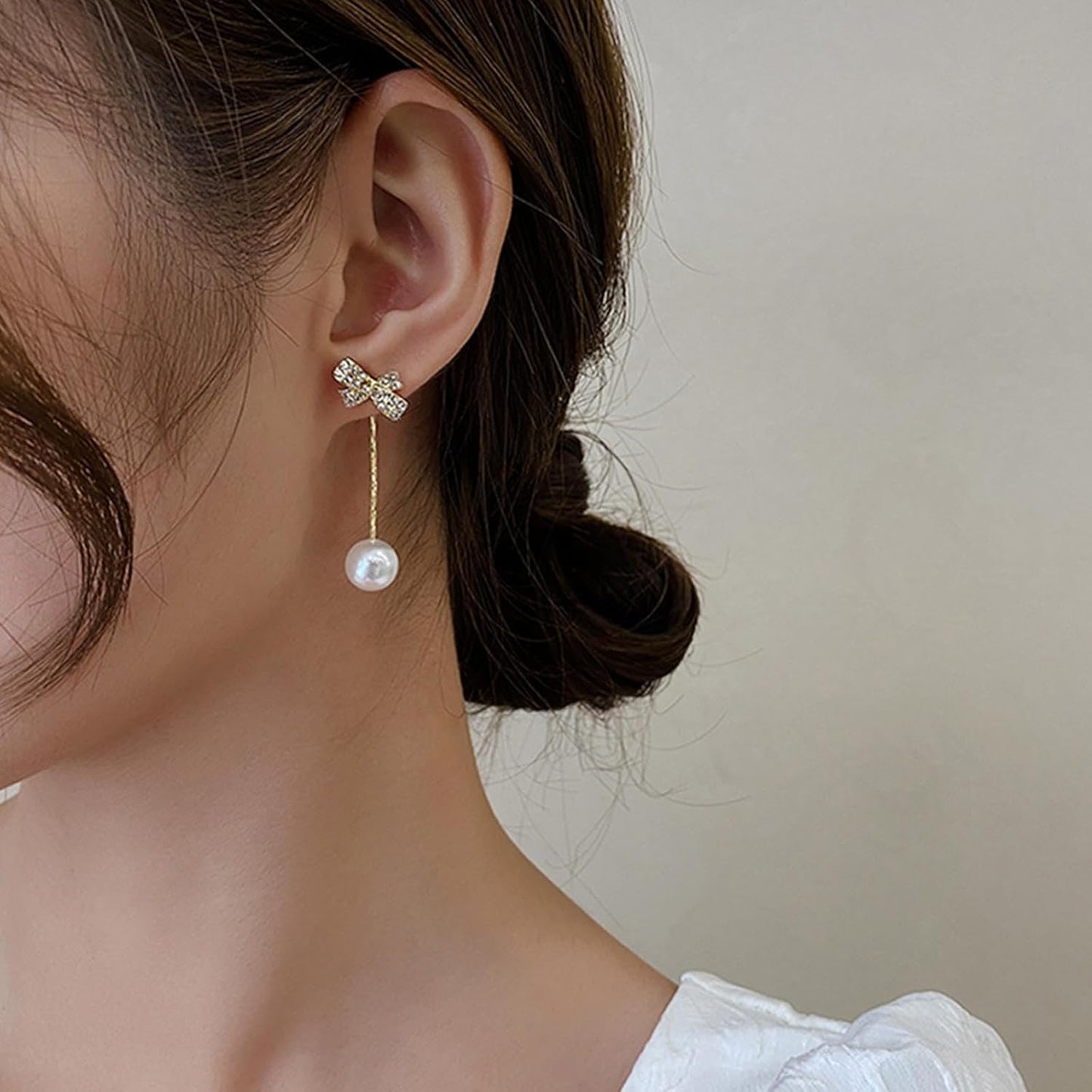 Boho Pearl Tassel Drop Earrings Vintage Gold Butterfly Bow Studs Earrings Statement Pearl Ball Drop Dangle Earrings Wedding Prom Bridesmaid Pearl Earrings Jewelry for Women