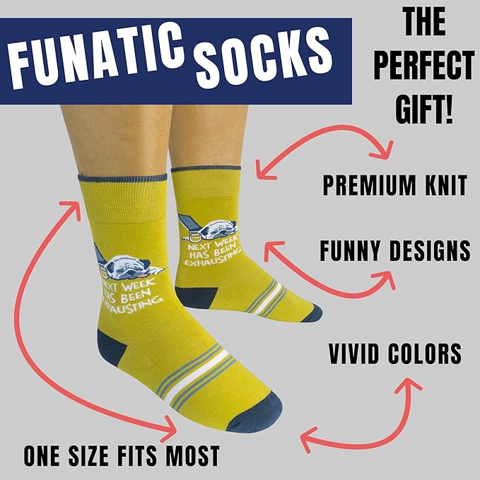 FUNATIC Funny and Crazy Socks with Sayings - Novelty Gifts for Men, Women, Teens