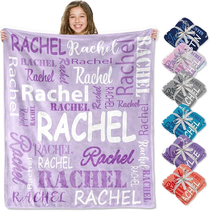Ships Next Day, Personalized Blankets and Throws Custom Blanket with Name Customized Flannel Blanket for Kids Christmas Blanket Gifts for Teen Girls Boys