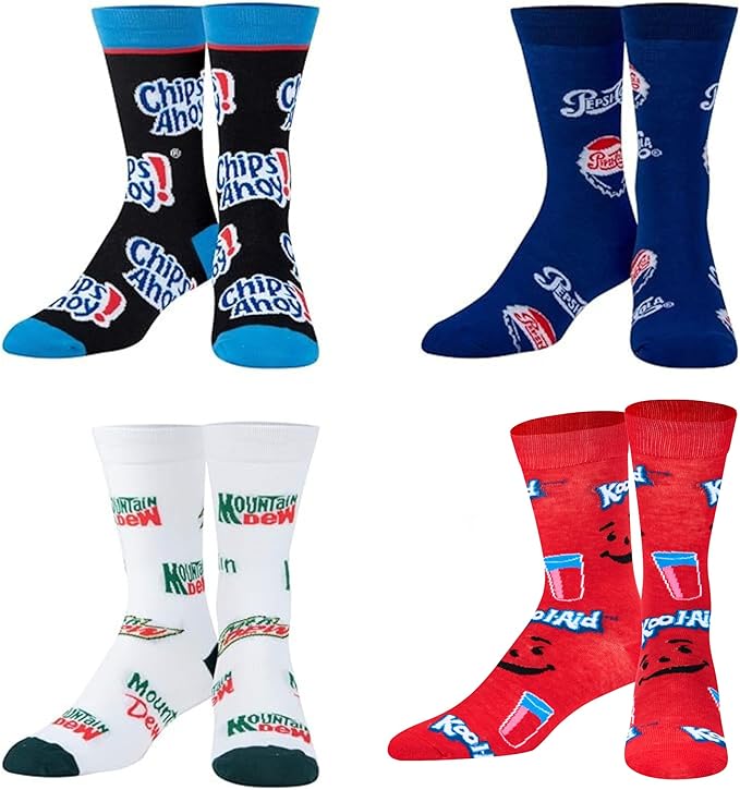 Crazy Socks–Snack Food Value Bundle – 8-Pack Novelty Crew Socks Gift Set Large Sizes for Men and Women, Soft & Comfortable