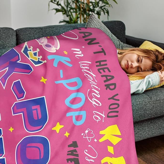 K Pop Gifts for Teen Girl, Kpop Merch, Kpop Throw Blanket 40"x50", Korean Pop Gifts for Women, Kpop Gifts Throws Blanket for K-Pop Lovers, Cozy Soft Flannel Blanket for K-Pop Lovers Korean Friends