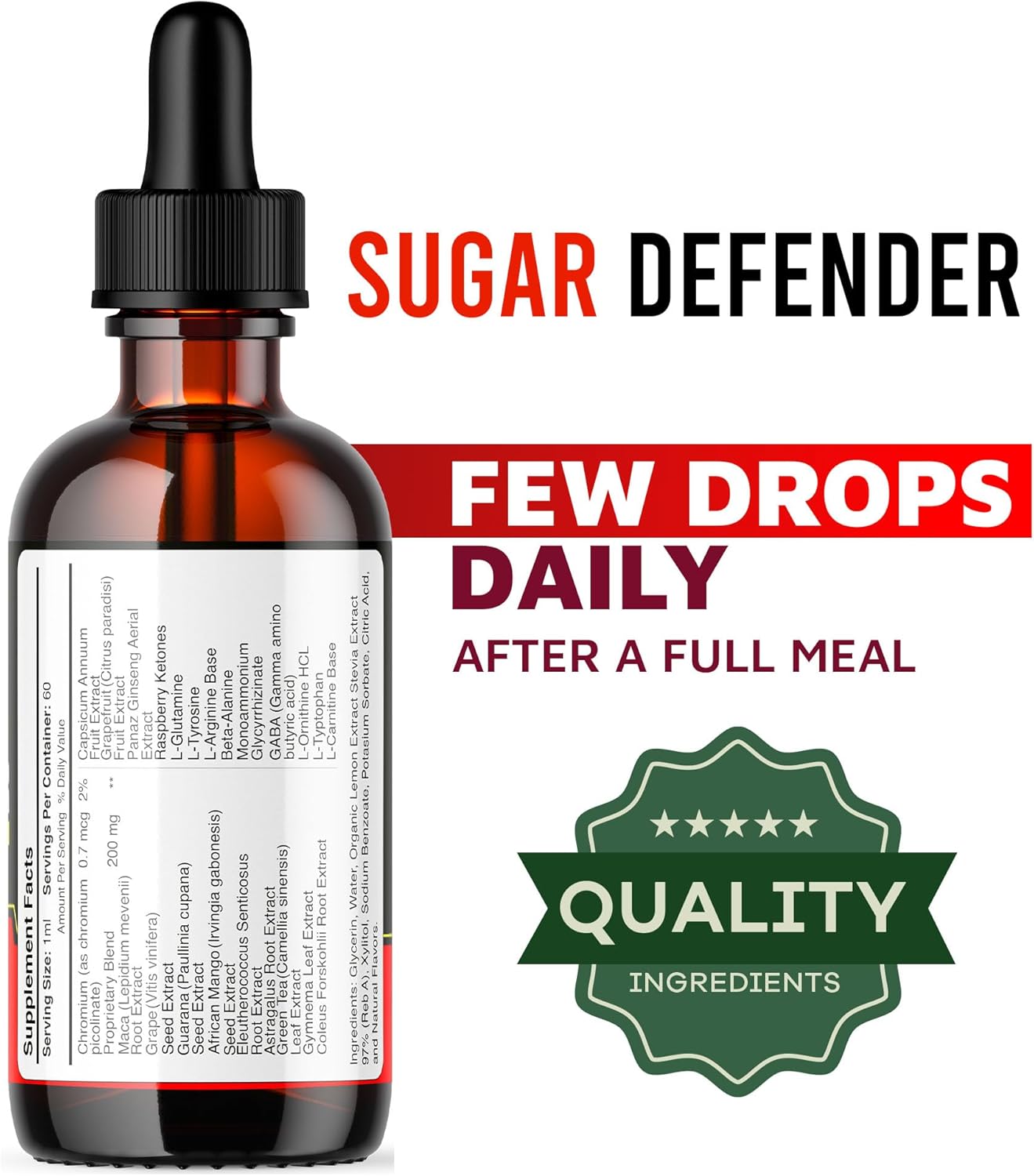 Sugar Defender - Sugar Defender Drops, Sugar Defense Super Formula, Sugar Defender 24, Sugar Defender Supplement, Sugar Defender Liquid, Defender Drop, Sugar Metabolism (60 Capsules) -5Pack