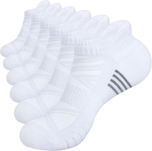TANSTC Mens Socks,6 Pairs Anti-Blister Cushioned Breathable Cotton Athletic Ankle Running Sports Women Sock