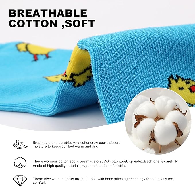 Girls Cotton Socks Soft Novelty Socks Cute Floral Pattern 11-15 Years 5 Pairs