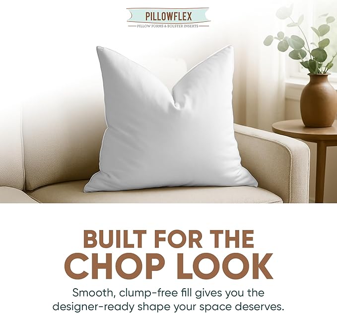 Pillowflex Synthetic Down Pillow Insert - 17x17 Down Alternative, Ultra Soft Throw Pillow,Couch Sham, Bed Sleeping Accent Pillow - 1 Decorative Accent Form