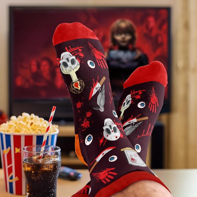 Movie Lover Gifts - Christmas Socks for Women, Funny and Horror Themed Gifts, Ideal for Movie Nights, Theater Gift