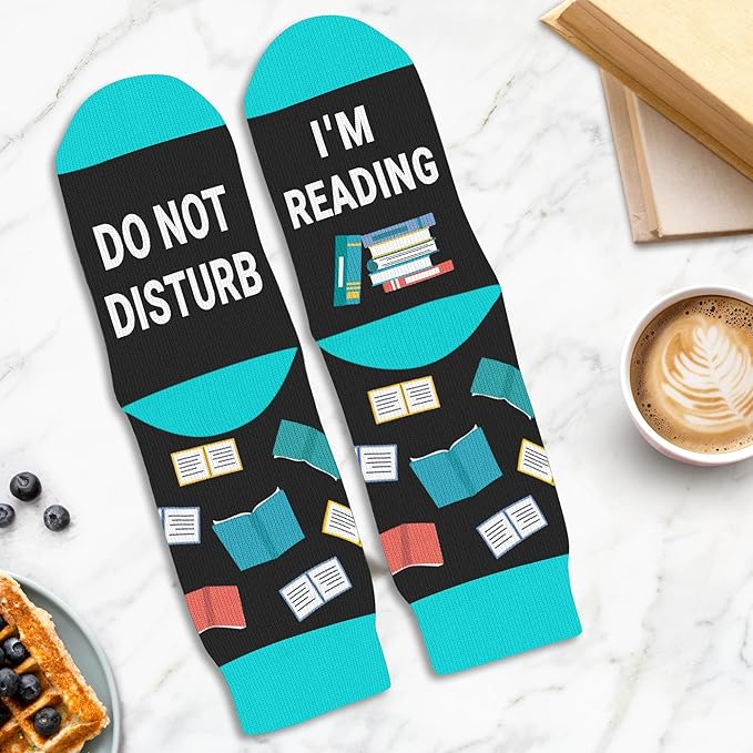 VICRAZY Book Lovers Gifts - Funny Socks for Book Lovers - Gift for Readers - Reading Stuff, Stocking Stuffers for Men, Women