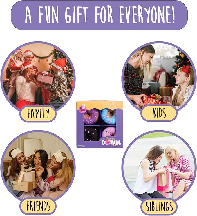 Pop Craze - 2 or 4 Pairs Doughnut Socks in a Box - 1 Size Fits Most. Novelty Food Socks, Funny Gift for Men and Women