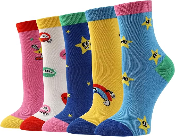 Girls Cotton Socks Soft Novelty Socks Cute Floral Pattern 11-15 Years 5 Pairs