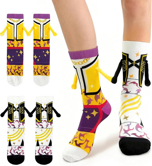 2 Pairs Kpop Socks Magnetic Socks that Hold Hands Accessories Birthday Christmas Gifts Party Favors Costume for Kids Adults