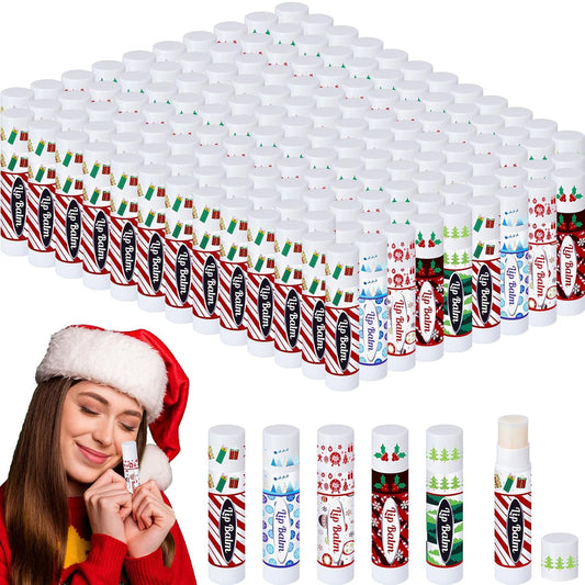 Christmas Lip Balm Bulk Cute Xmas Lip Balm Gifts Set Moisturizing Lip Care Christmas Stocking Stuffers Holiday Treat Goodie Gifts Xmas Party Favors Supplies for Kids Women Men(200 Pcs)