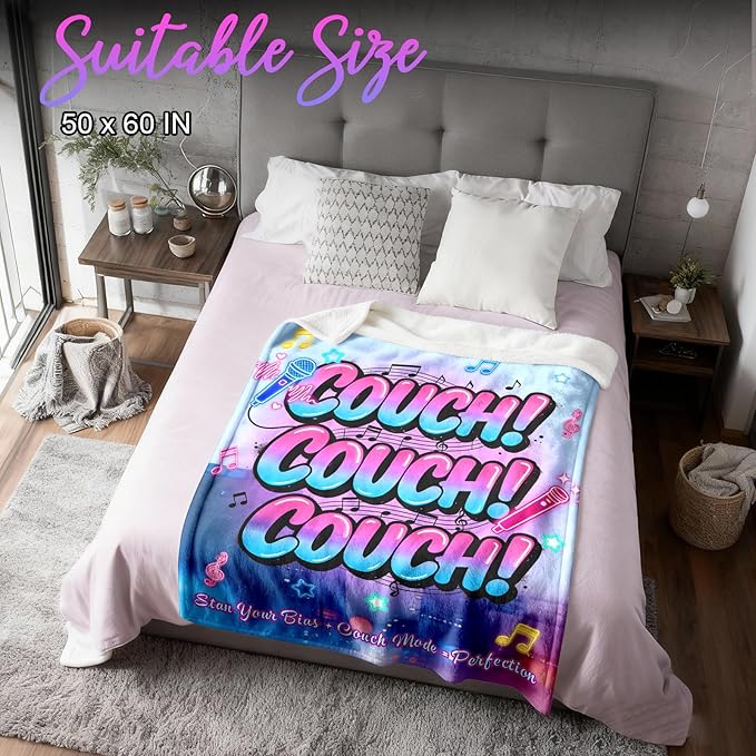 Kpop Couch! Couch! Couch! Gifts Blanket - Ultra-Soft Plush Throw Blanket for Adult, Teen Girls, Music Gifts for Women Friends K-Pop Lovers Merch Stuff, Christmas Birthday Gifts (Blue, 60''x50'')