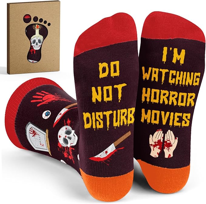 Movie Lover Gifts - Christmas Socks for Women, Funny and Horror Themed Gifts, Ideal for Movie Nights, Theater Gift