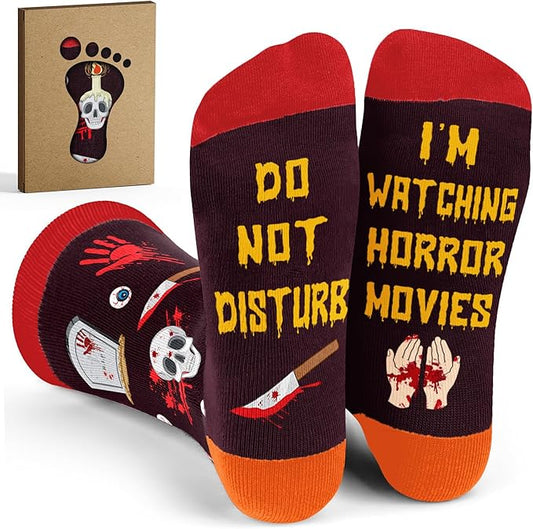 Movie Lover Gifts - Christmas Socks for Women, Funny and Horror Themed Gifts, Ideal for Movie Nights, Theater Gift