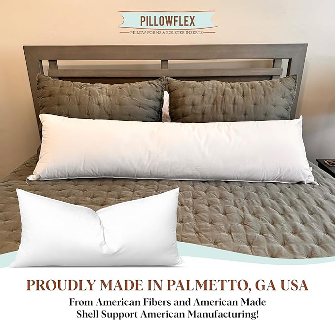 Pillowflex Synthetic Down Pillow Insert - 14x42 Down Alternative Pillow, Ultra Soft, Large Rectangle Body Sleeping Pillow, Lumbar, Long, Back - 1 Decorative Pillow Form