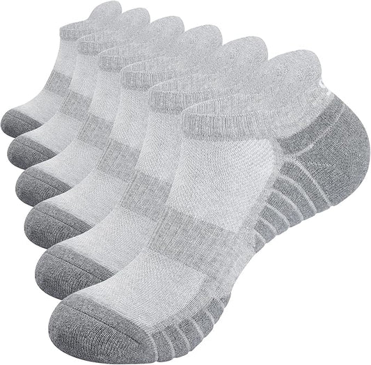 TANSTC Mens Socks,6 Pairs Anti-Blister Cushioned Breathable Cotton Athletic Ankle Running Sports Women Sock
