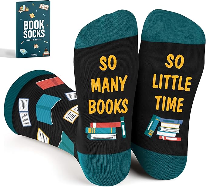 VICRAZY Book Lovers Gifts - Funny Socks for Book Lovers - Gift for Readers - Reading Stuff, Stocking Stuffers for Men, Women