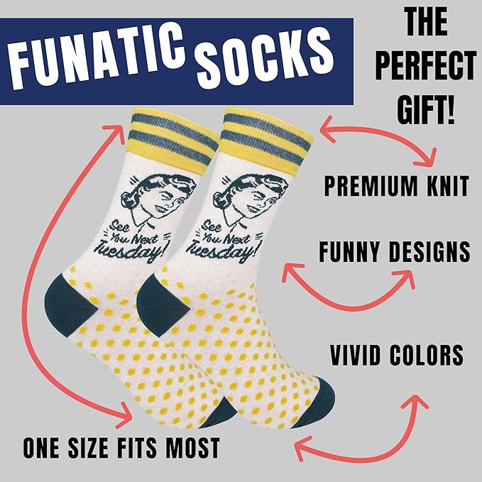 FUNATIC Funny and Crazy Socks with Sayings - Novelty Gifts for Men, Women, Teens