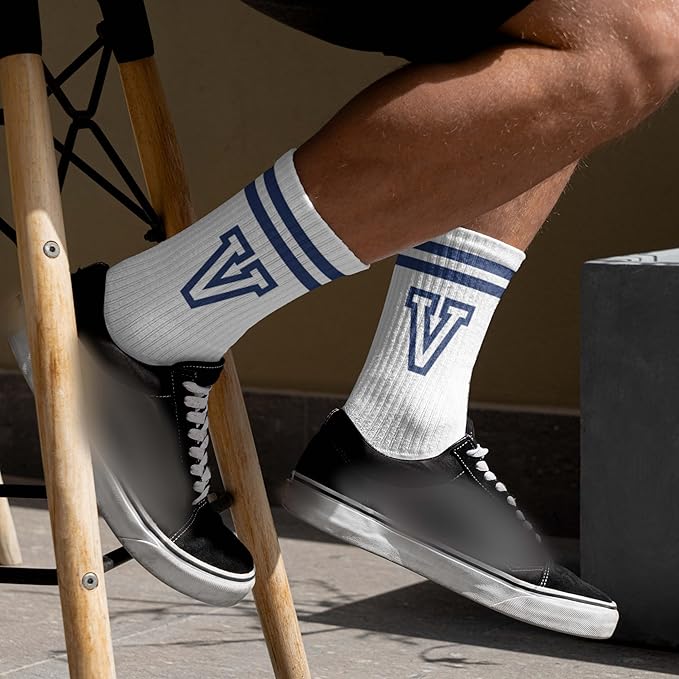 Striped Initial Socks with the Letter in Navy Blue, Socks for Adult, Teens, Men&Women Socks, Gifts for Friends, Family, etc.