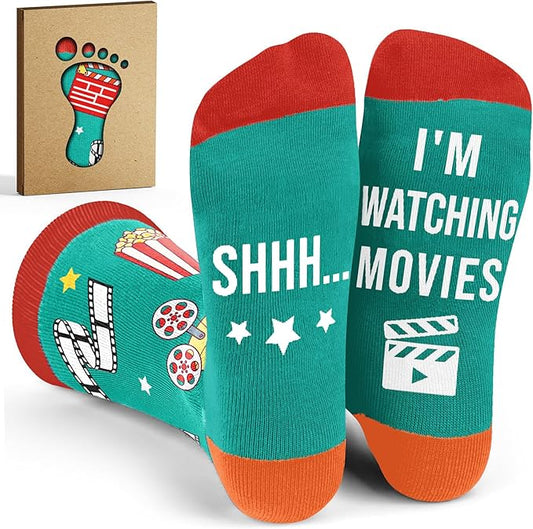 Movie Lover Gifts - Christmas Socks for Women, Funny and Horror Themed Gifts, Ideal for Movie Nights, Theater Gift