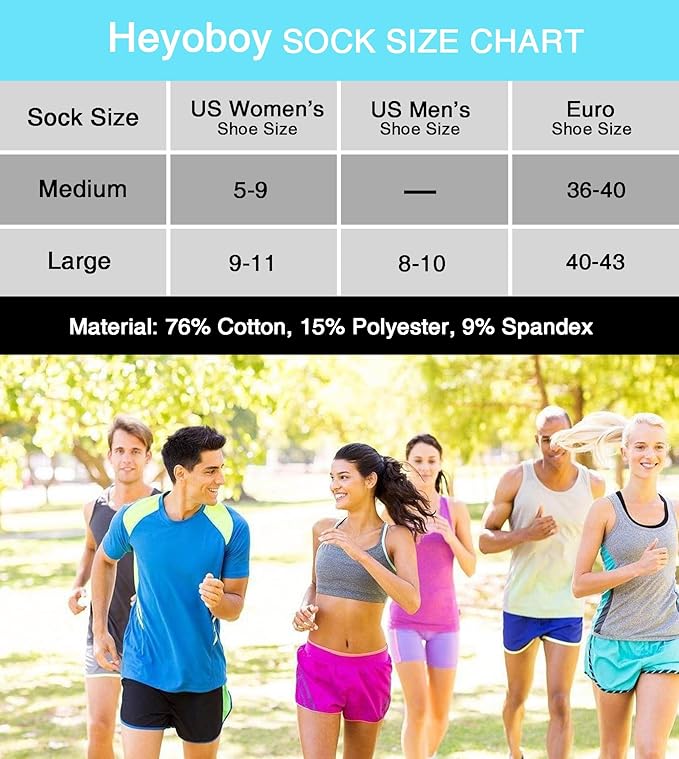 Womens Ankle Anti-blister Thick Cushioned Wicking Odor Resist Athletic Running Socks 5 Pairs