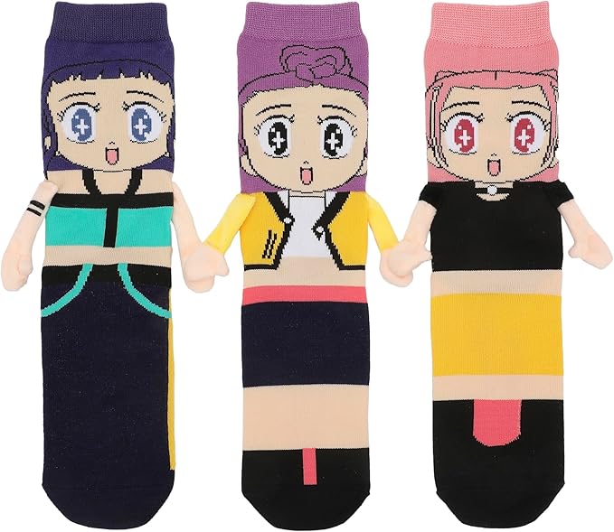 Bioworld KPop Demon Hunters Huntr/X 3-Pair Pack Casual Crew Socks